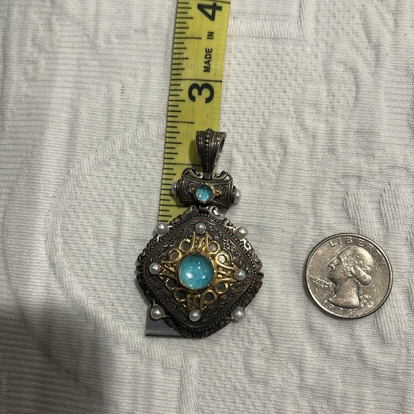 Signed Konstantino Sterling Silver and 18k Gold Enhancer Pendant - Picture 11 of 11